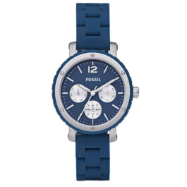 Horlogeband Fossil BQ9406 Staal/Silicoon Blauw 16mm